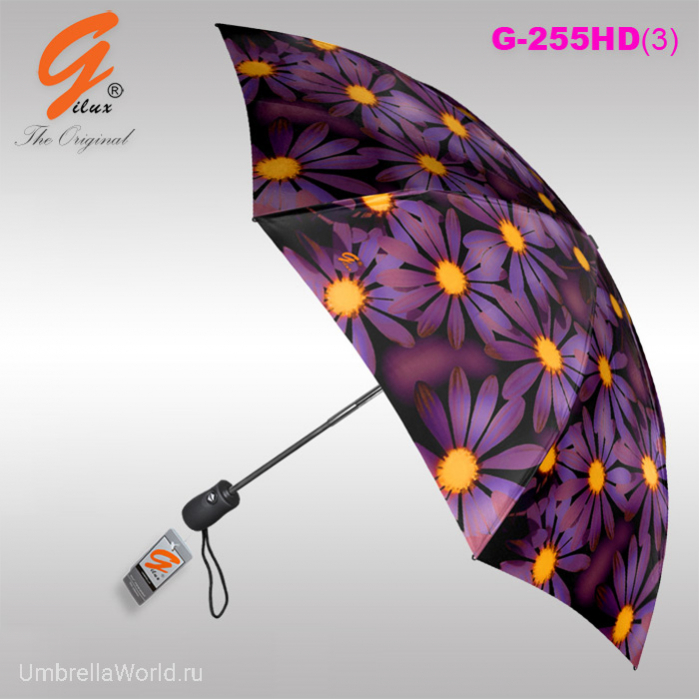 Зонт женский автомат, фиолетовая ромашка