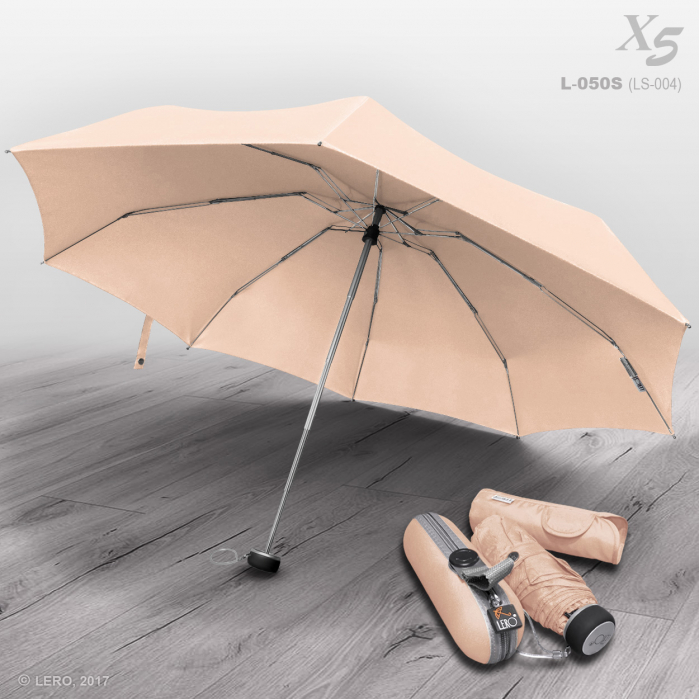 Мини зонт женский легкий бежевый с футляром LS-004BOX (X5)