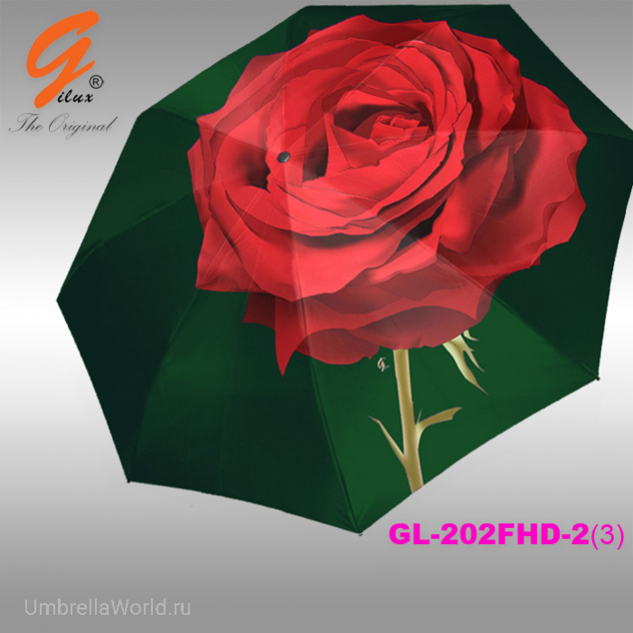 Зонт женский автомат, зеленая роза